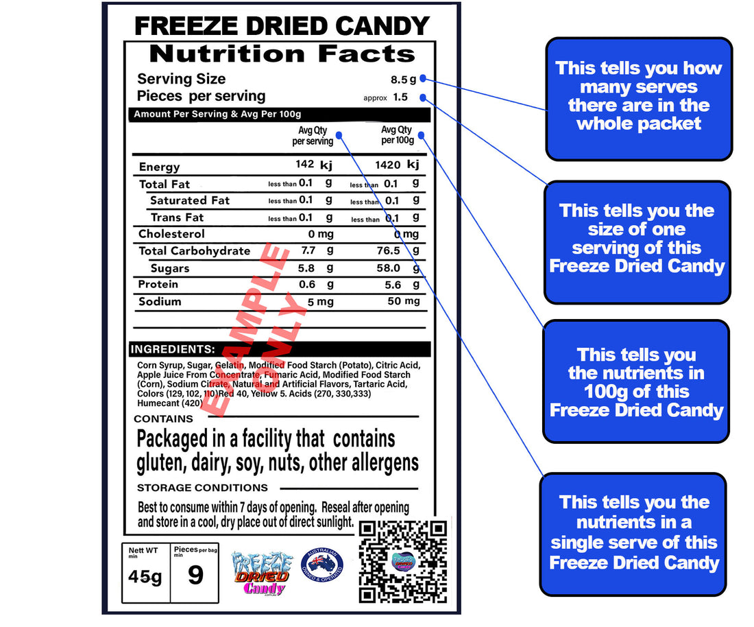 Freeze Dried Candy Sweets Lollies-  Labeling