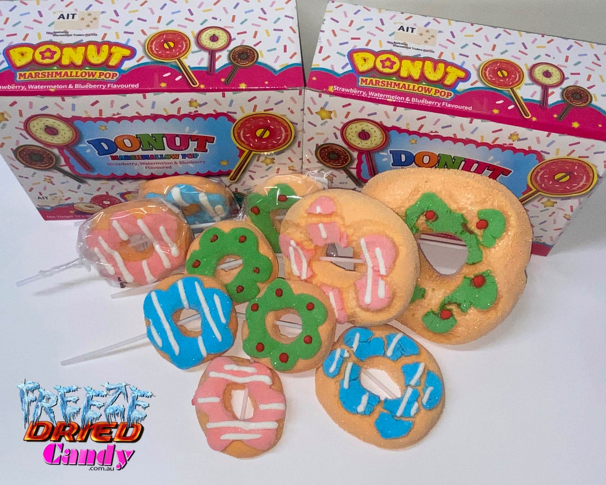Freeze Dried Donut Marshmallow Pops - Freeze Dried Candy Lollies Sweets & Treats