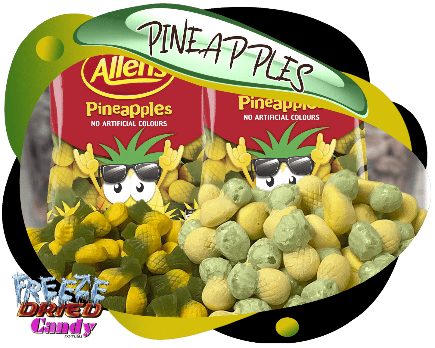 Freeze Dried Pineapples - Allens- Freeze Dried Candy Lollies Sweets Treats & Ice Creams