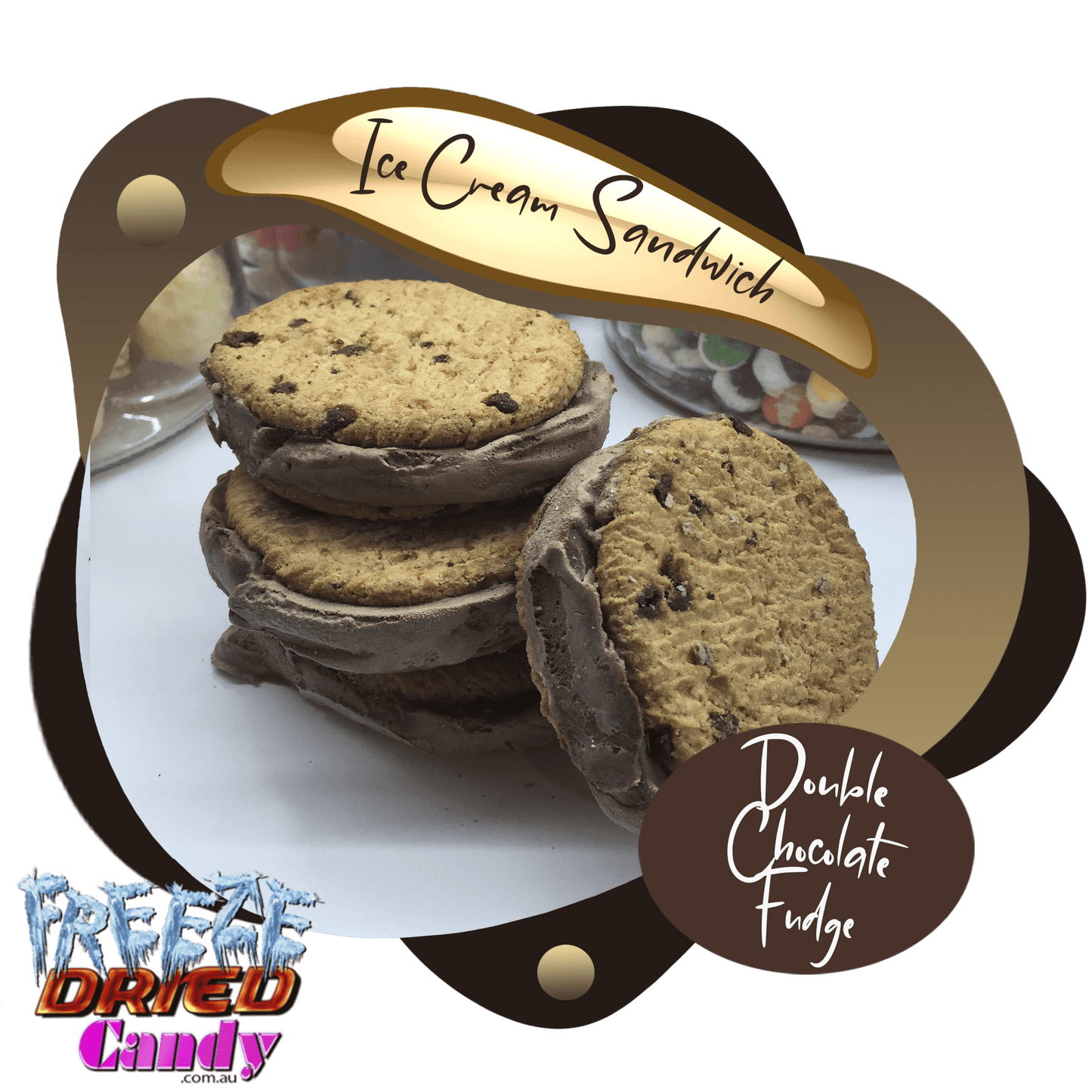 Freeze Dried Ice Cream Sandwich - Double Choc Fudge- Freeze Dried Candy Lollies