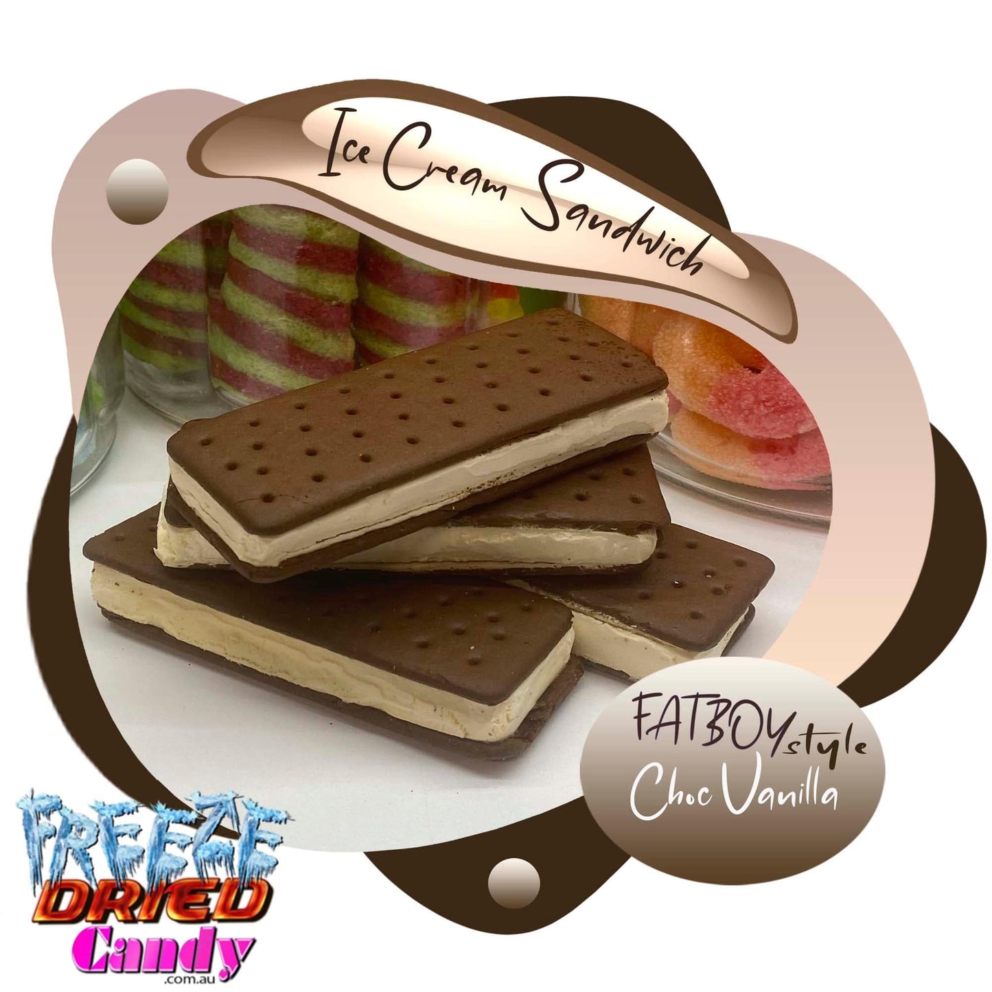 Freeze Dried Ice Cream Sandwich - Freeze Dried Candy Lollies Chocolte Vanilla
