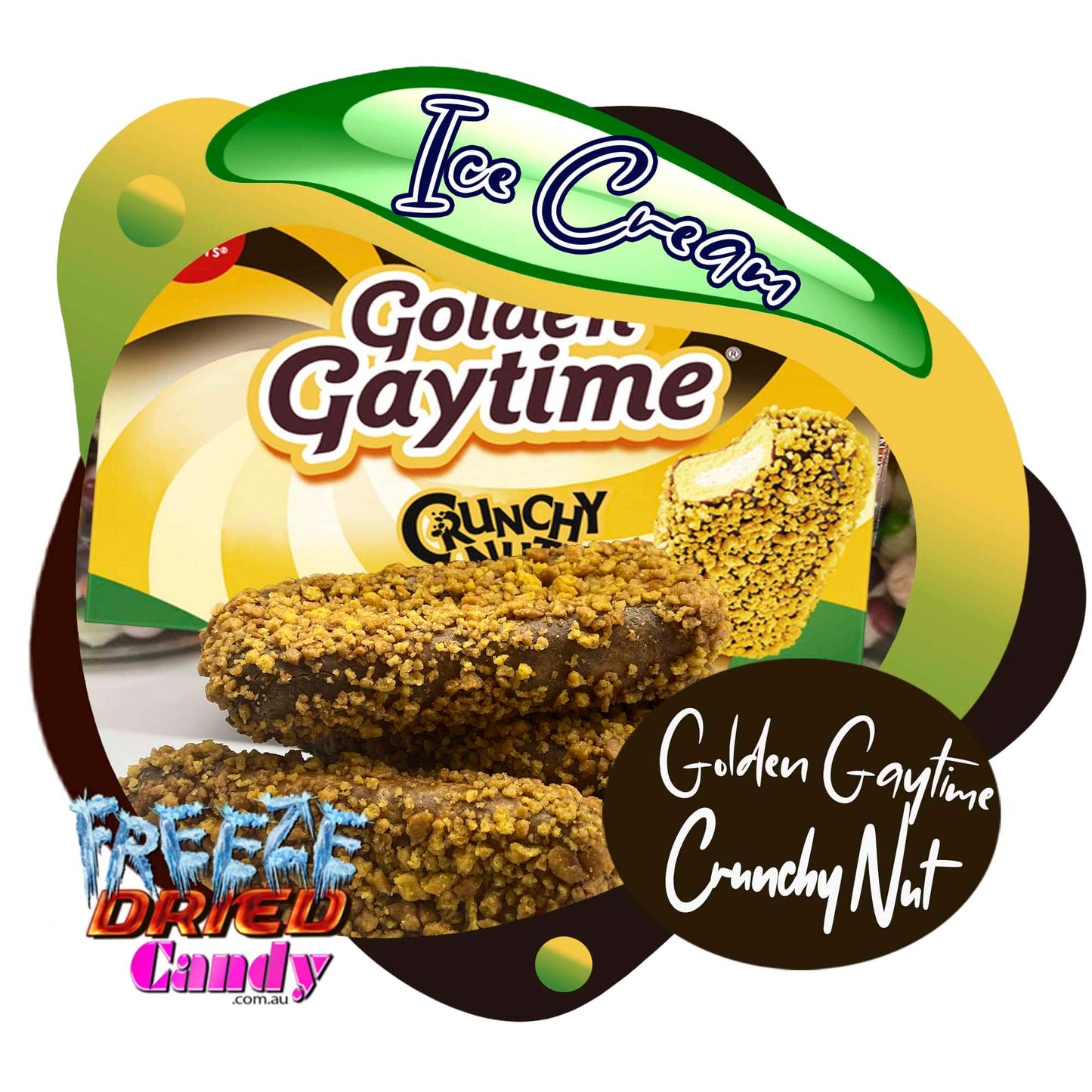 Freeze Dried Ice Cream - Golden Gaytime - Cunchy Nut- Freeze Dried Candy Lollies