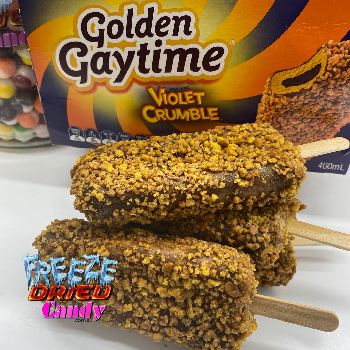 Freeze Dried Ice Cream - Golden Gaytime - Violet Crumble- Freeze Dried Candy Lollies