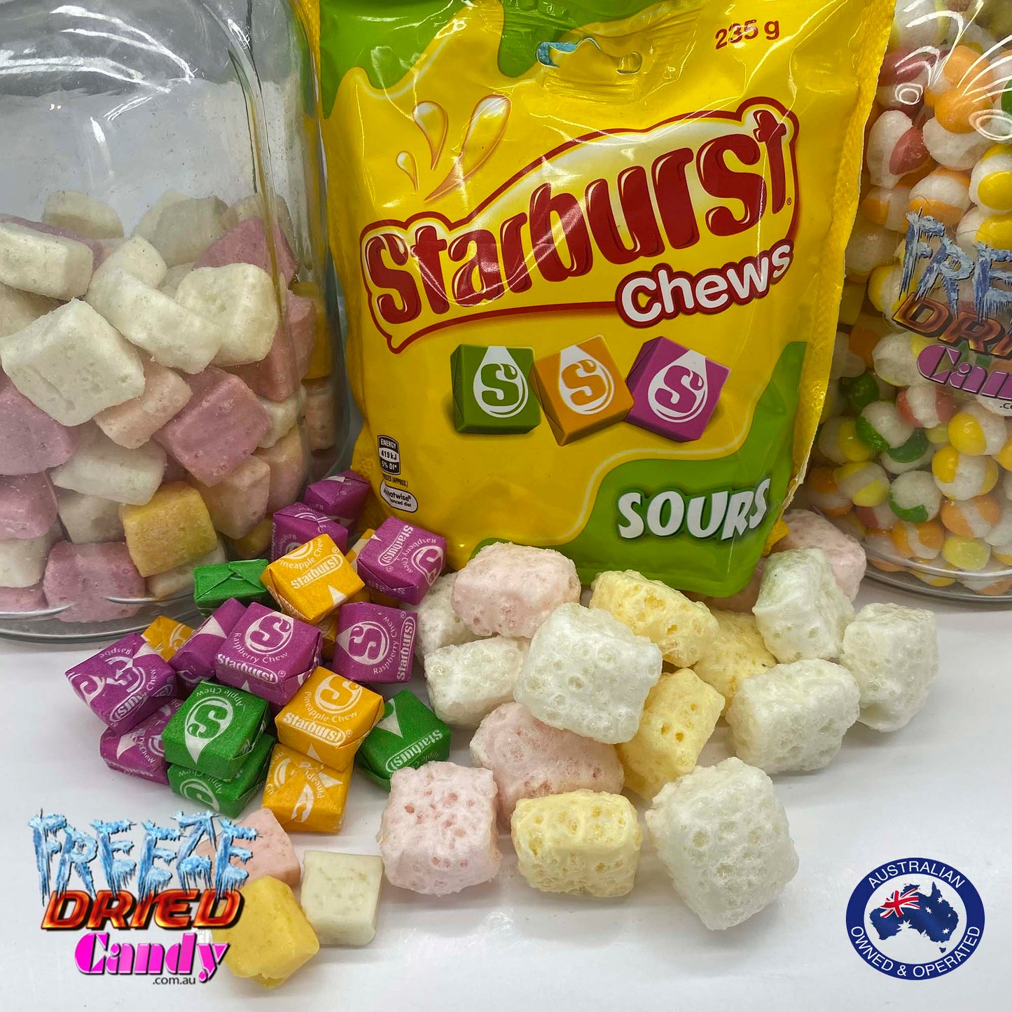 Freeze Dried Starburst Sours - Freeze Dried Candy Lollies