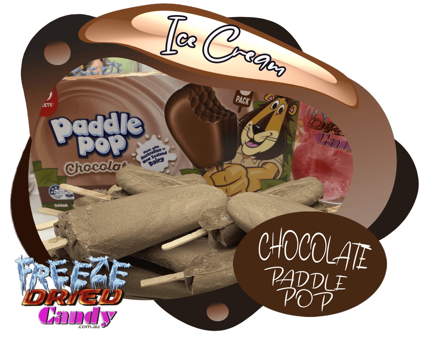 Freeze Dried Ice Cream - Paddle Pop - Chocolate- Freeze Dried Candy Lollies