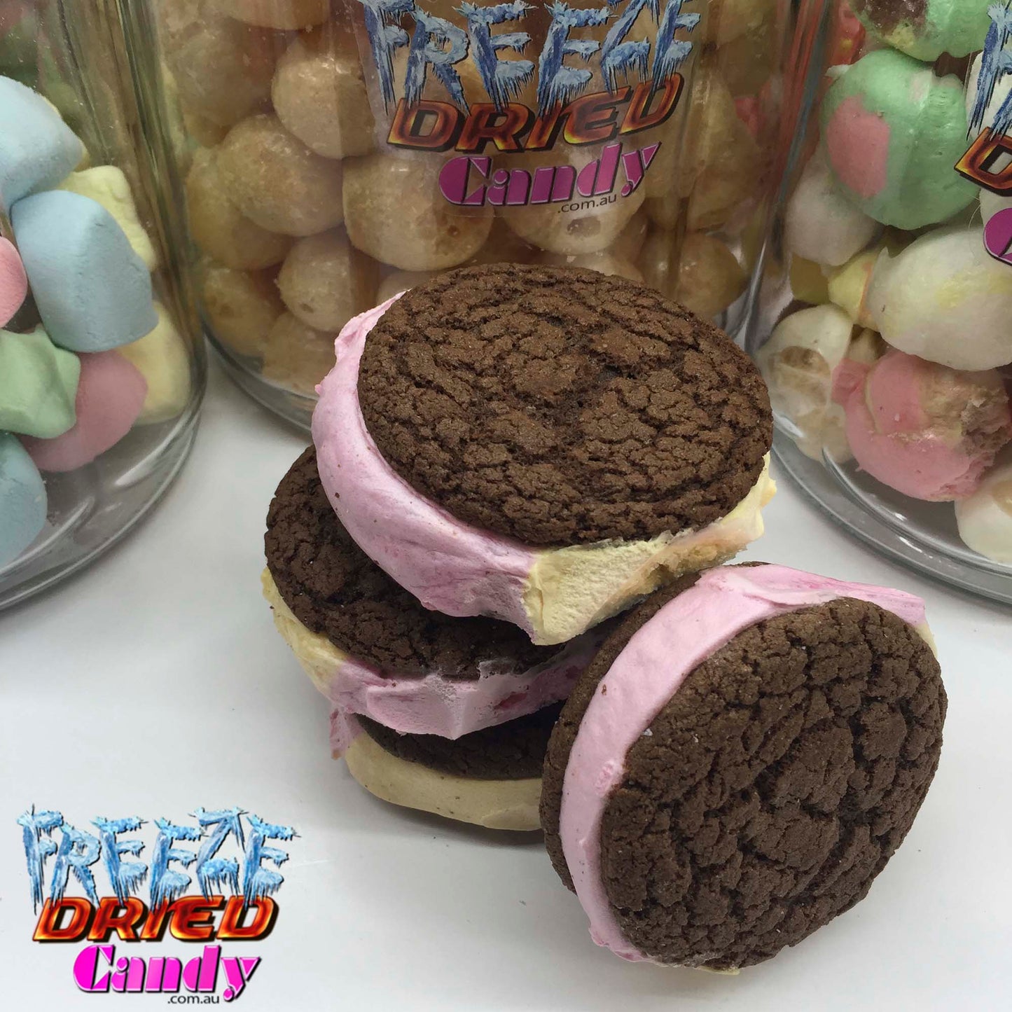 Freeze Dried Ice Cream Sandwich - Neapolitan - Freeze Dried Candy Lollies