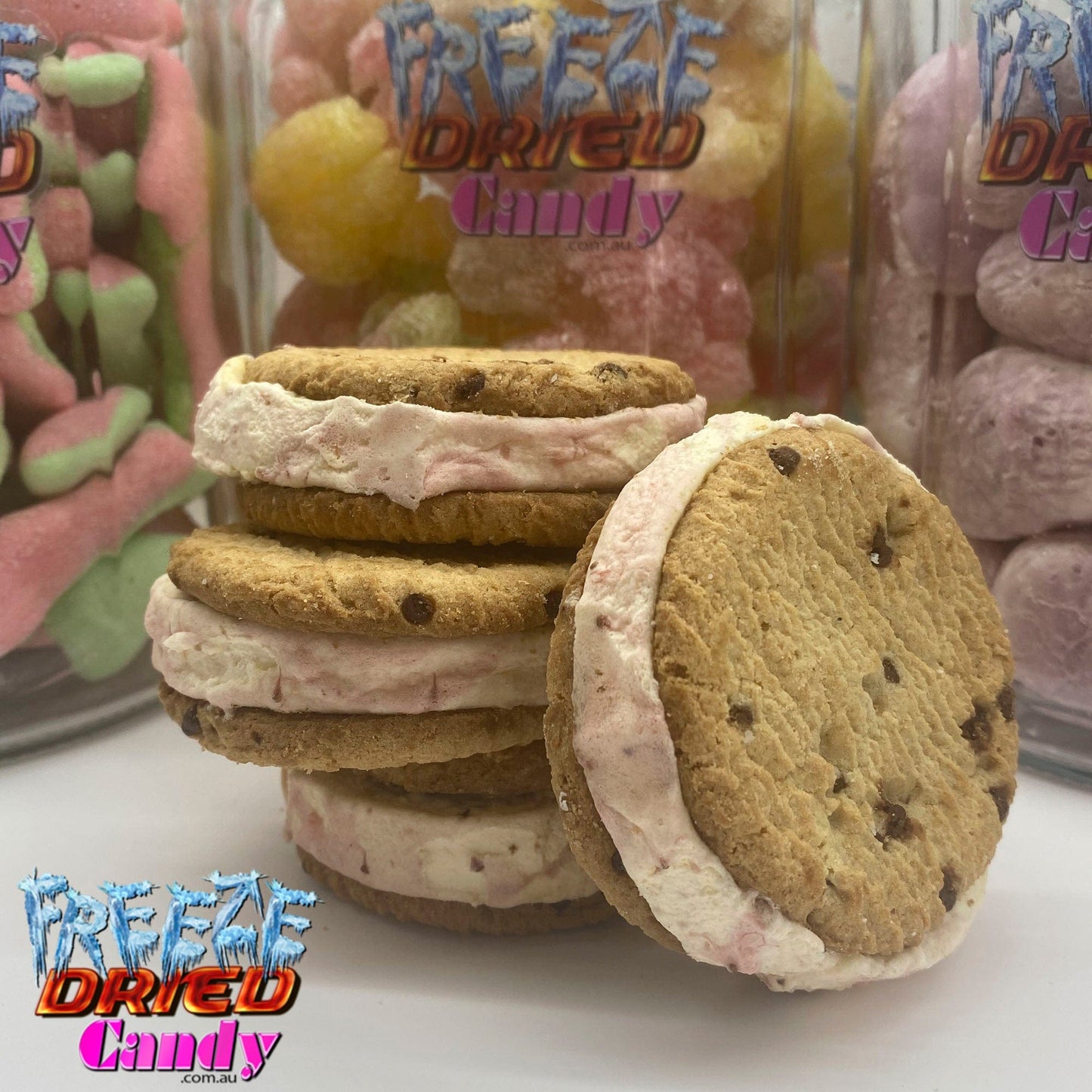 Freeze Dried Ice Cream Sandwich - Strawberry - Freeze Dried Candy Lollies