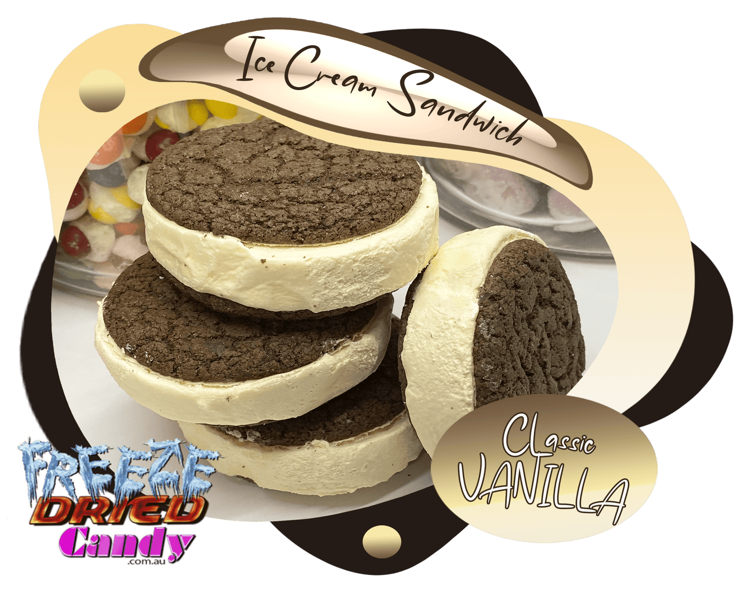 Freeze Dried Ice Cream Sandwich - Vanilla - Freeze Dried Candy Lollies