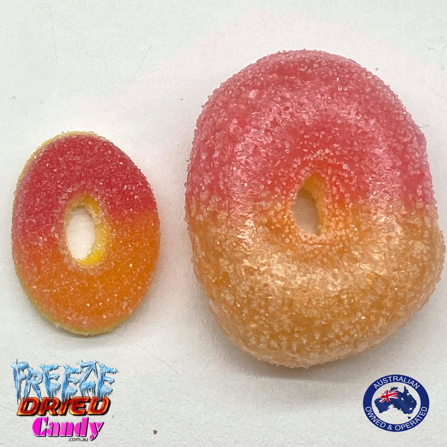 Freeze Dried Peach Rings- Freeze Dried Candy Lollies