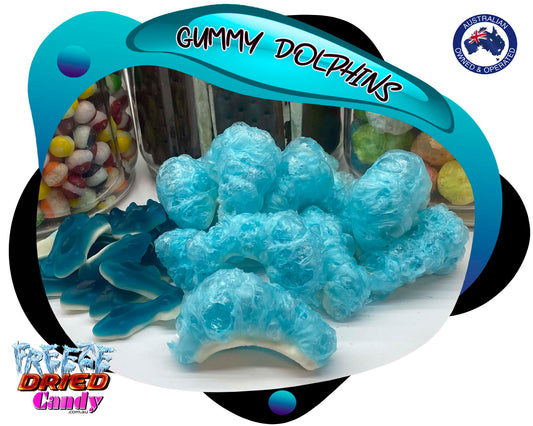 Freeze Dried Gummy Blue Dolphins - Blue Raspberry Delight!