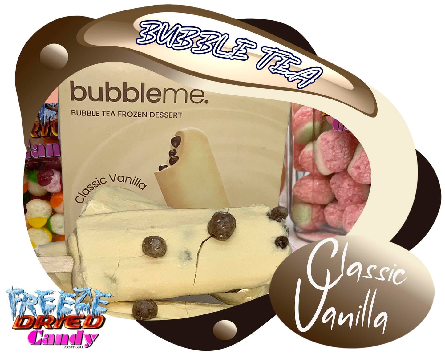 Freeze Dried Ice Cream - Bubble Tea - BubbleMe - Vanilla - Freeze Dried Candy Lollies | Australia