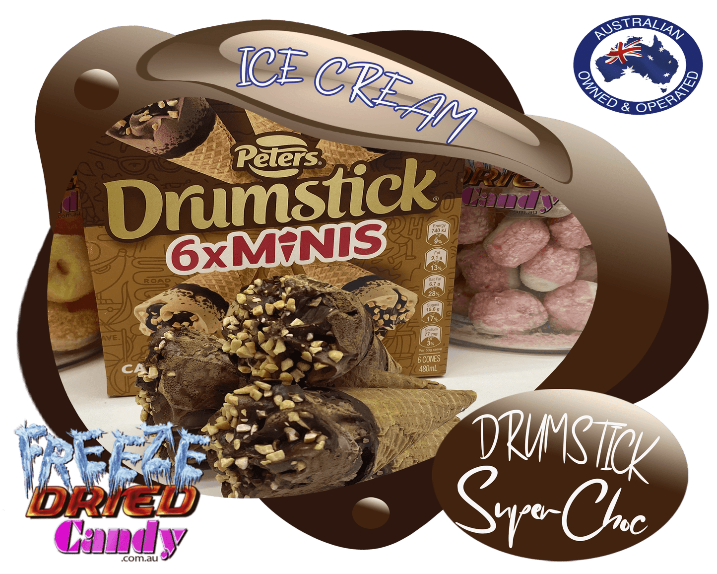 Freeze Dried Ice Cream Drumstick Mini - Super Choc Sensation!