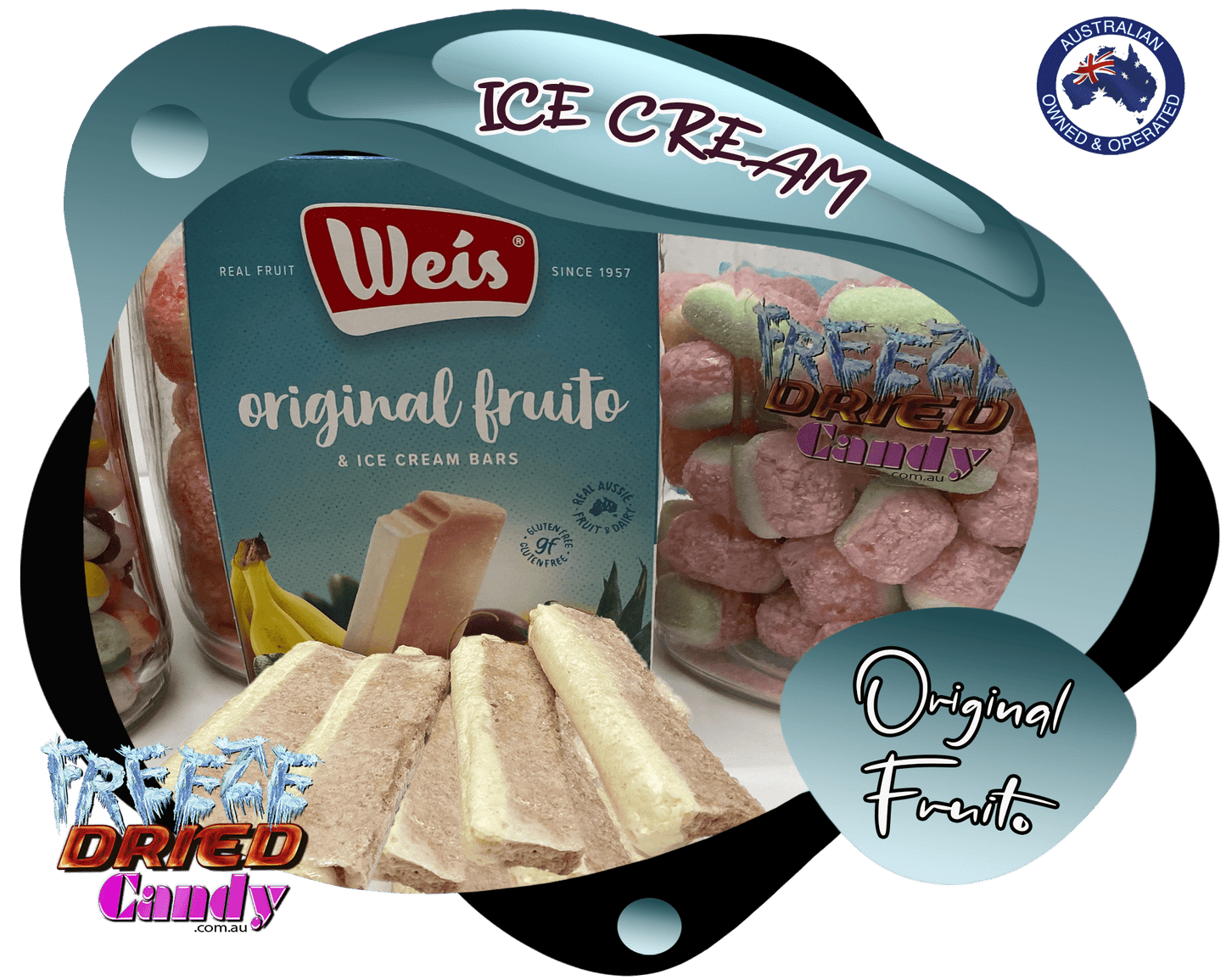 Freeze Dried Ice Cream - Weis Bar  - Original Fruito - Freeze Dried Candy Lollies