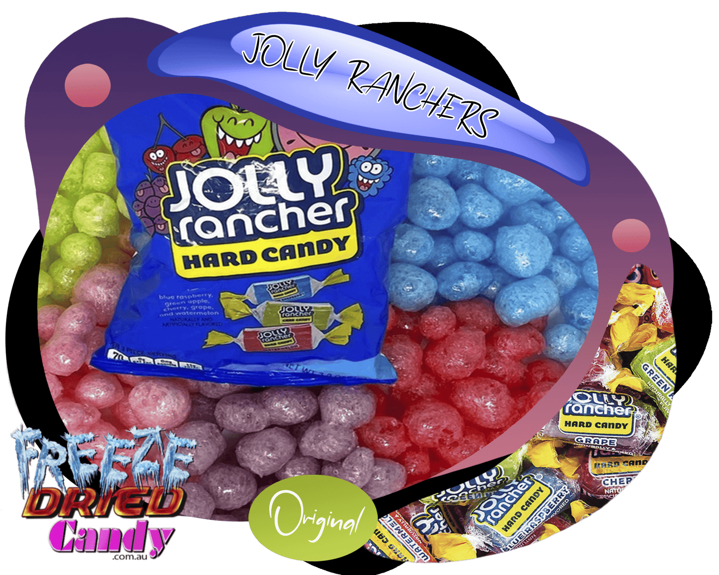 Freeze Dried Jolly ranchers Feeze Dried Candy Lollies Sweets & Ice Cream