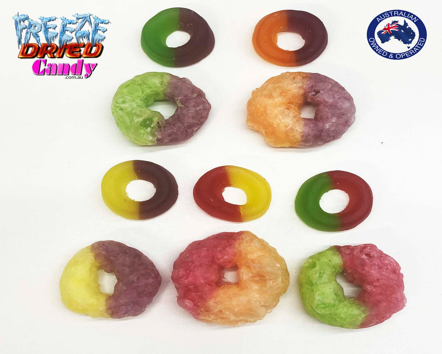 Buy online Freeze Dried Life Saver Gummi Duos - Freeze Dried Candy Lollies Awaken your taste buds and savour twice the flavour with our Freeze Dried Life Savers® Duos Rings. The delicious double flavour duos of raspberry, pineapple, blackcurrant, orange, and watermelon collide for more mouth-watering fun. Enjoy each flavour on its own, or combine together to make a whole new flavour!