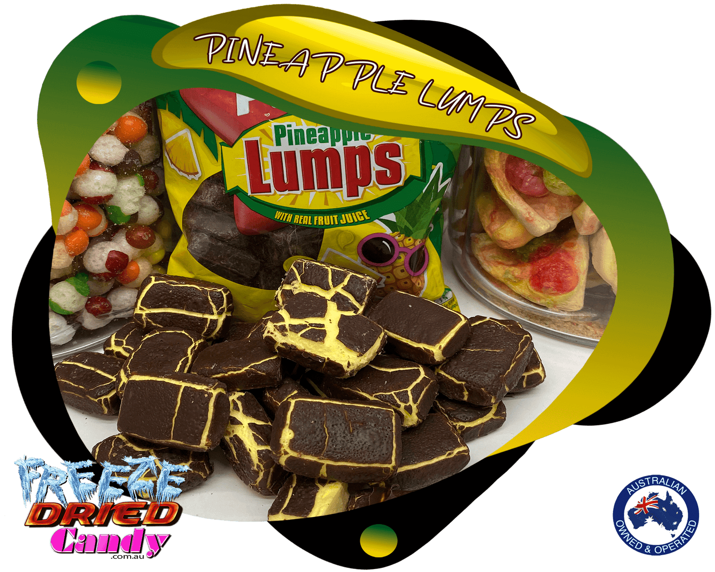 Freeze Dried Pineapple Lumps - Freeze Dried Candy Lollies
