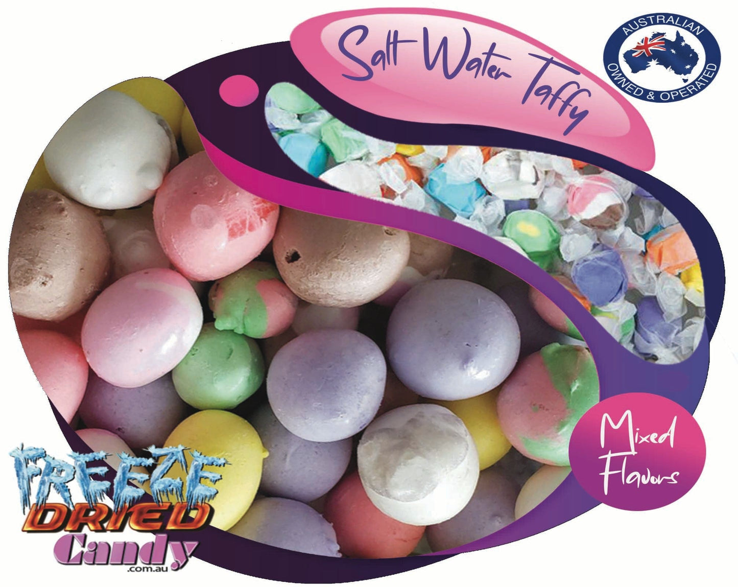 Freeze Dried Salt Water Taffy - Freeze Dried Salt Water Taffy - Freeze Dried Candy Lollies SweetsFreeze Dried Candy Lollies Sweets