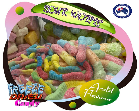 Freeze Dried Sour Worms - Freeze Dried Candy Lollies Sweets Treats & Ice Creams