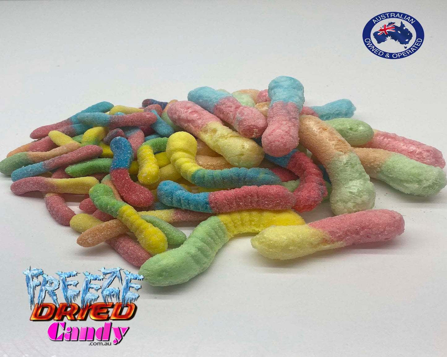 Freeze Dried Sour Worms - Freeze Dried Candy Lollies Sweets Treats & Ice Creams