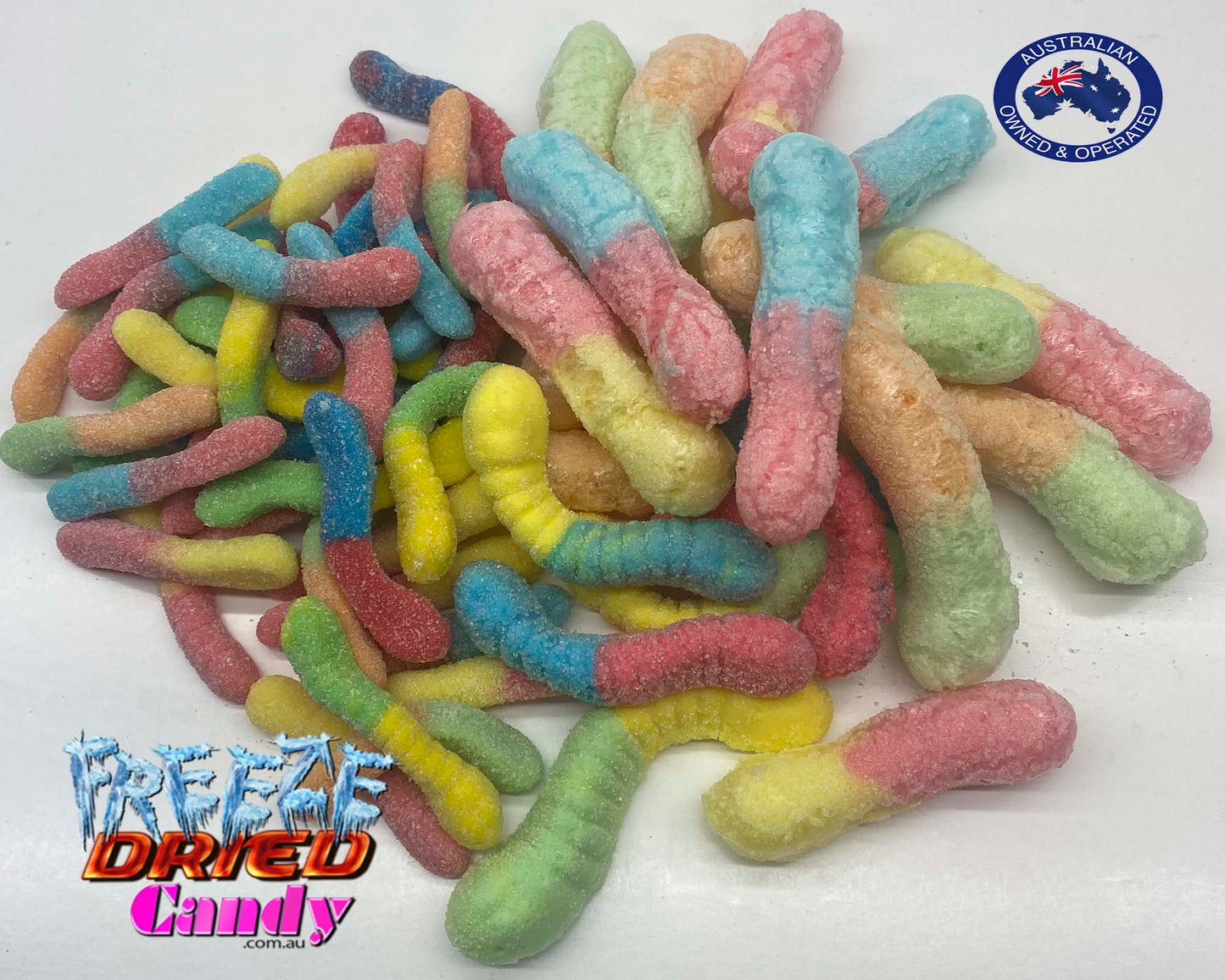 Freeze Dried Sour Worms - Freeze Dried Candy Lollies Sweets Treats & Ice Creams