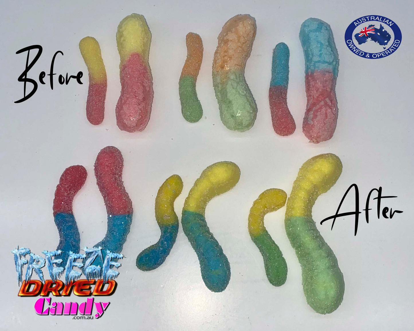 Freeze Dried Sour Worms - Freeze Dried Candy Lollies Sweets Treats & Ice Creams