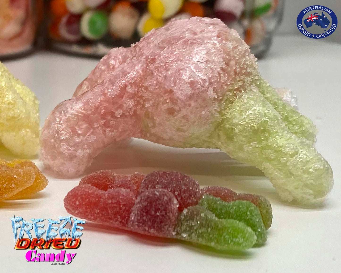 Freeze Dried Gummi Hairy Spiders - Sour Sour Gummi Hairy Spider all puffed up, oh so crunchy, and oh so Yummy. Deliciously fruity flavoured and brightly coloured, these gaint Freeze Dried Gummi Spiders are light, airy, fun and crispy, enjoy your favourite candy in a whole new way!. These scary Spiders are perfect for Halloween, themed events or simply as a enoyable snack