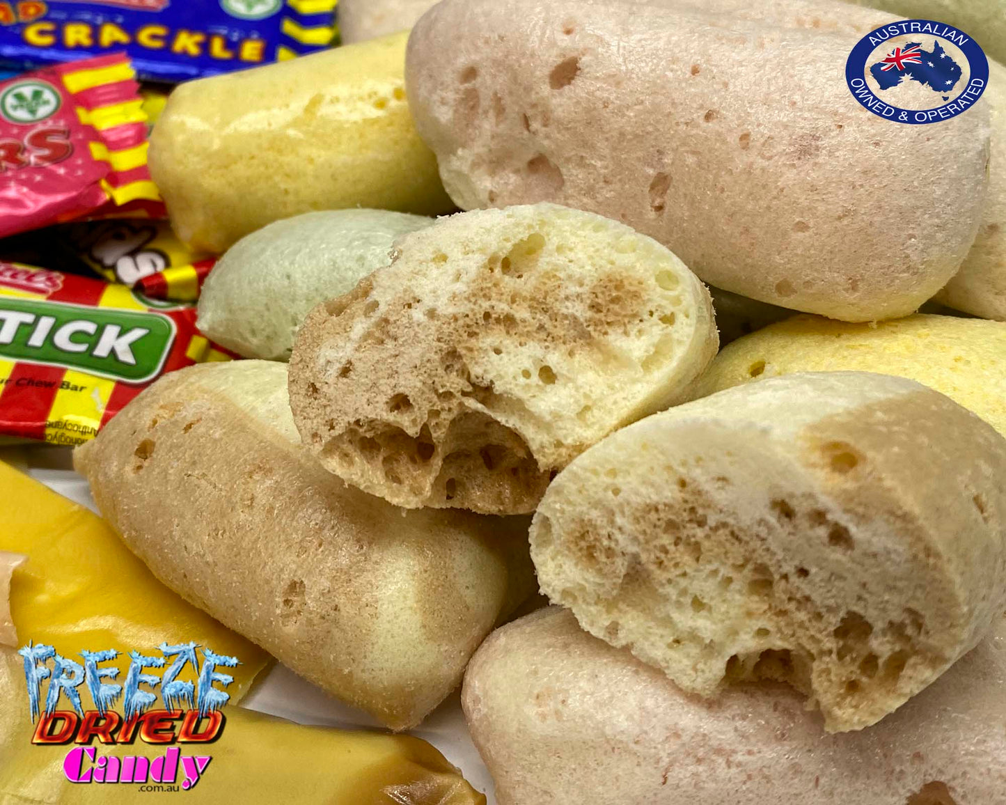 Freeze Dried Swizzels - Mini Me Chew Bars - Freeze Dried Candy Lollies We have taken the classic Swizzels Mini Me Chew bar and put it through the freeze drying process, they keep their wonderful flavors but ditch the chewy texture. They are now little bursts of crunchy freeze dried goodness in your favorite Swizzel Chew bar.