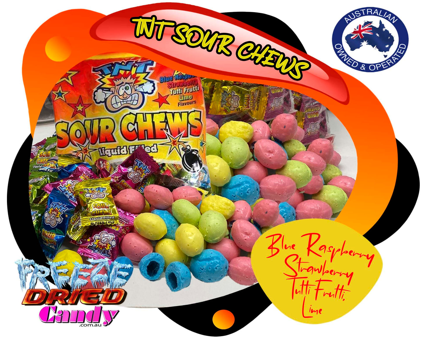 Freeze Dried TNT Sour Chews - GF - Freeze Dried Candy Lollies & Treats