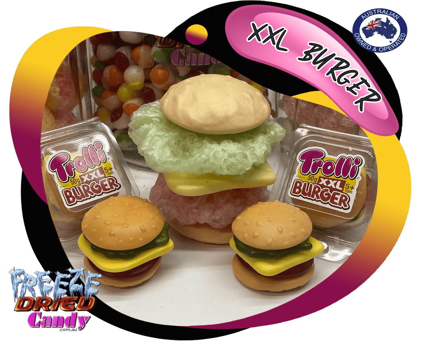 Freeze Dried XXL Burger Trolli - Freeze Dried Candy Lollies Sweets Treats