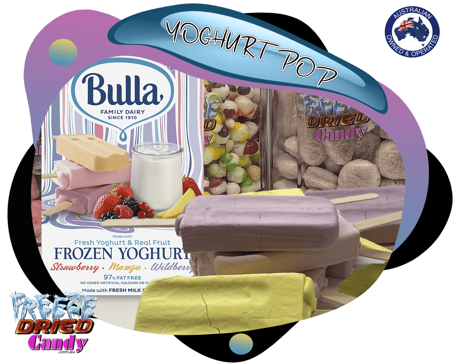 Freeze Dried Yoghurt Pops - Bulla - Freeze Dried Candy Lollies Sweets Treats Ice Cream