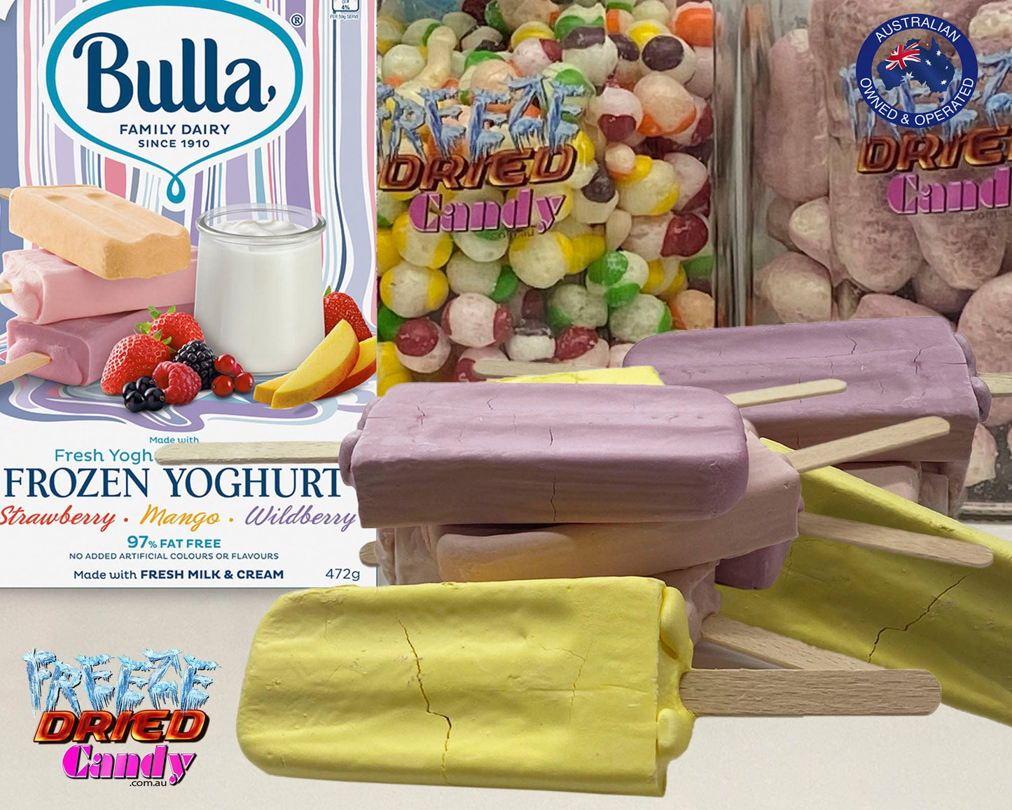 Freeze Dried Yoghurt Pops Freeze Dried Candy Lollies Sweets Treats Ice Cream | Australia