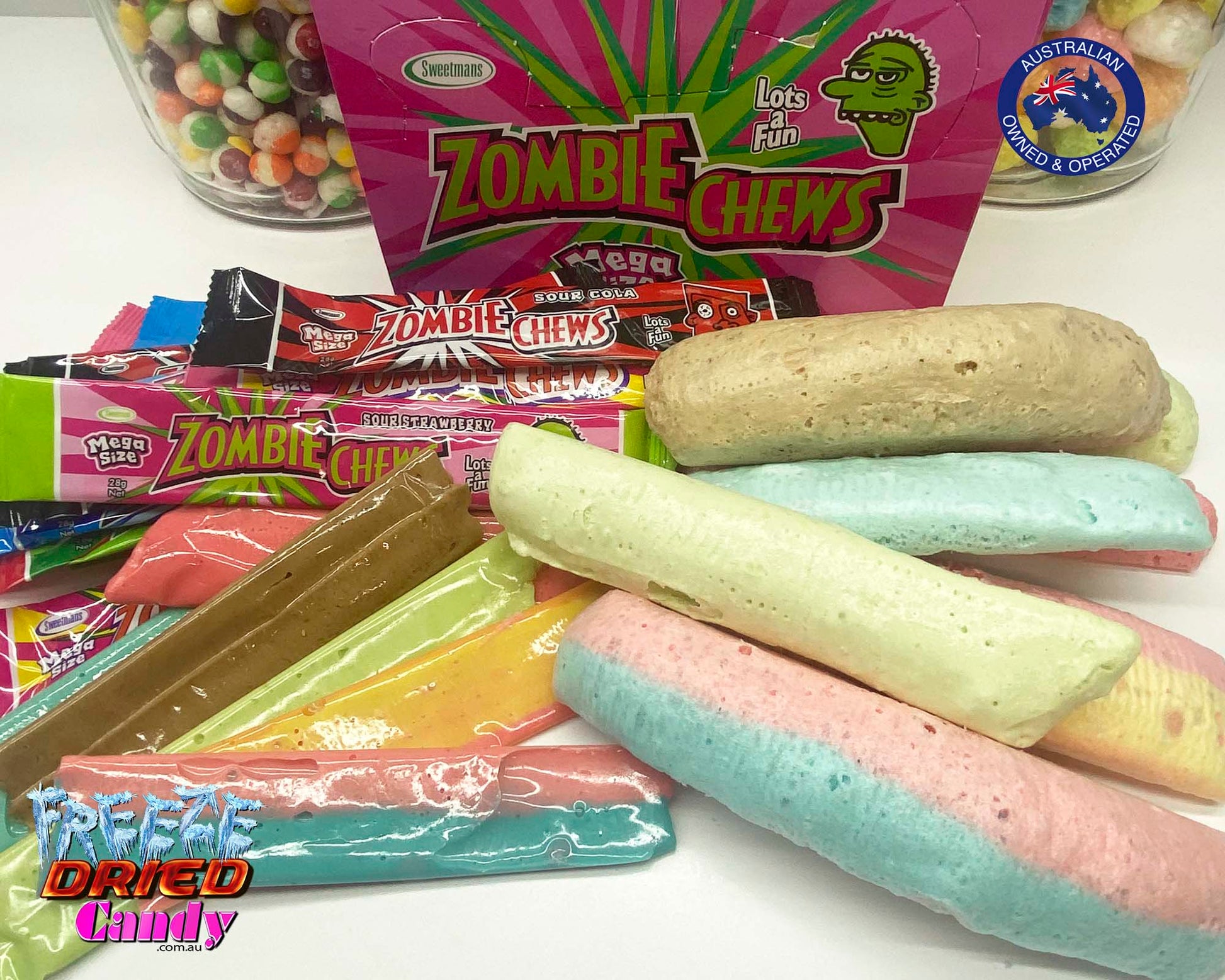 Freeze Dried Zombie Chews -Freeze Dried Candy Lollies, Sweets, Ice Cream & Treats