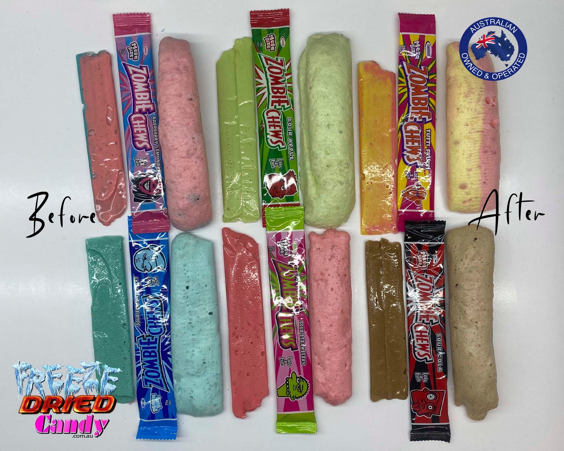 Freeze Dried Zombie Chews -Freeze Dried Candy Lollies, Sweets, Ice Cream & Treats