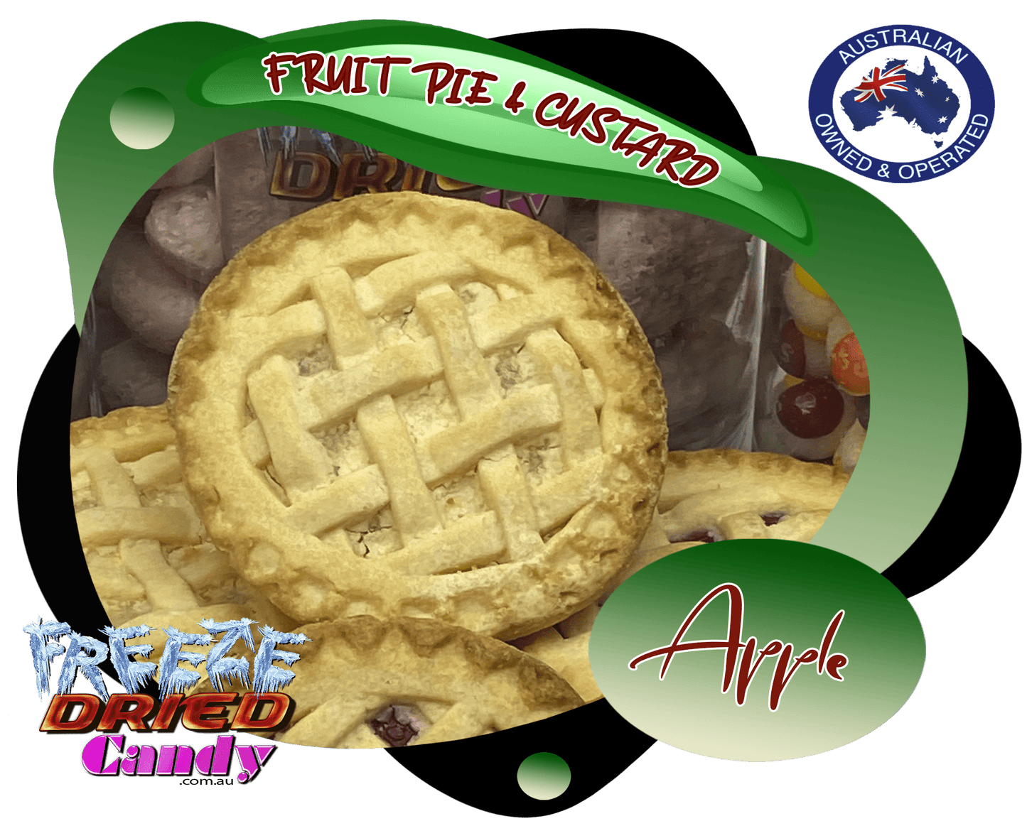 Freeze Dried Fruit Pie & Custard - Apple & Blackberry- Freeze Dried Candy Lollies & Desserts