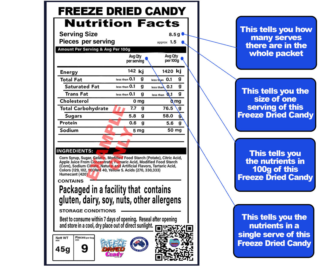 Freeze Dried Candy Sweets Lollies-  Labeling 