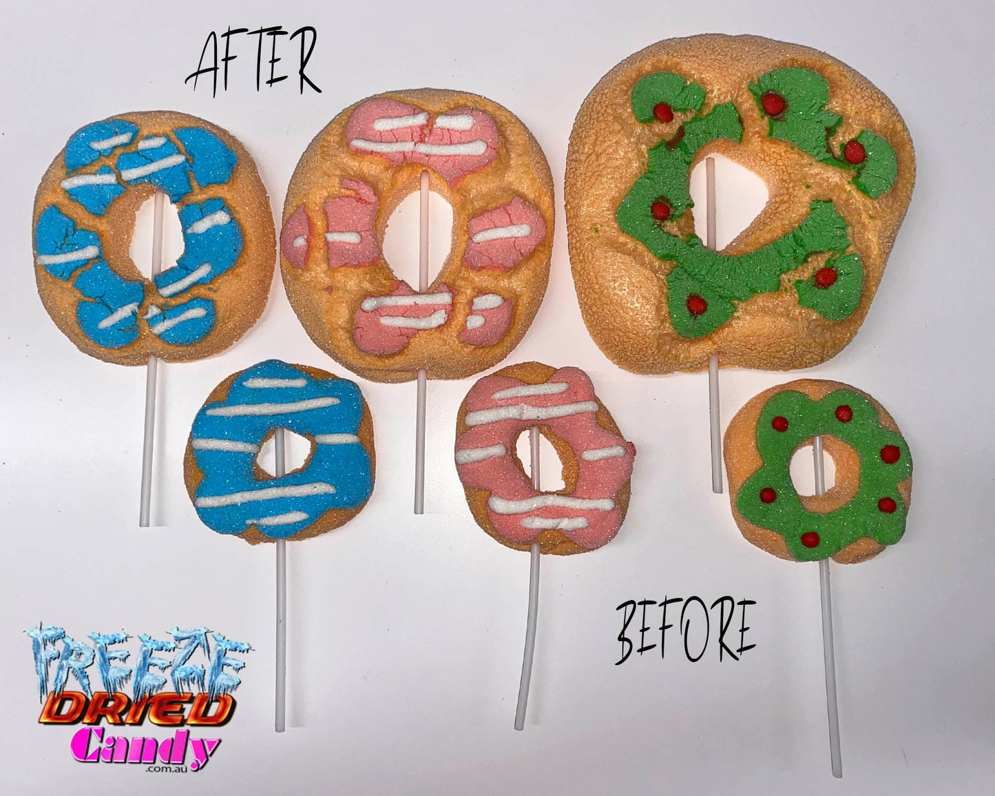  Freeze Dried Donut Marshmallow Pops - Freeze Dried Candy Sweets Lollies Ice Cream and Treats 