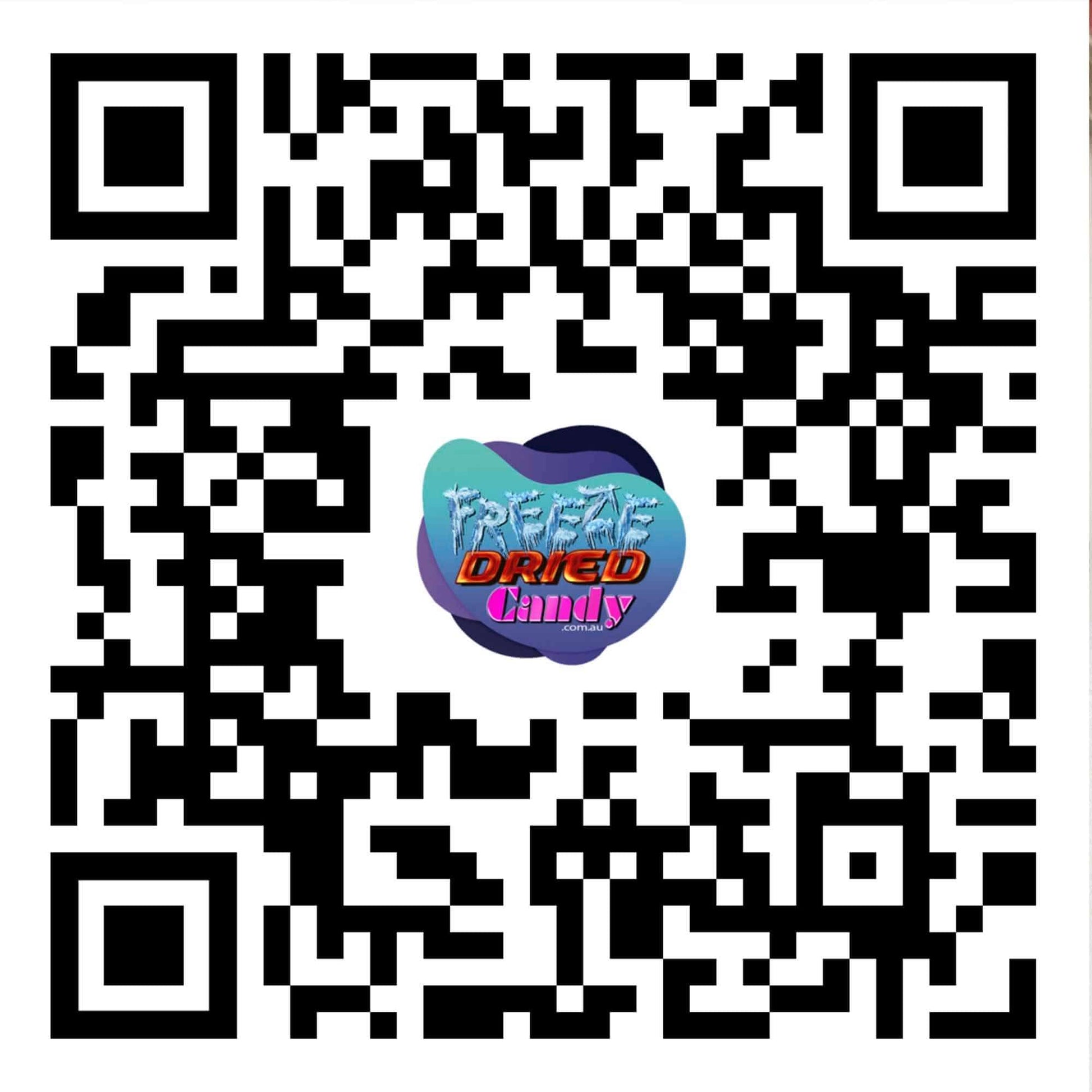 QR code find us on the internet Freeze Dried Candy AU