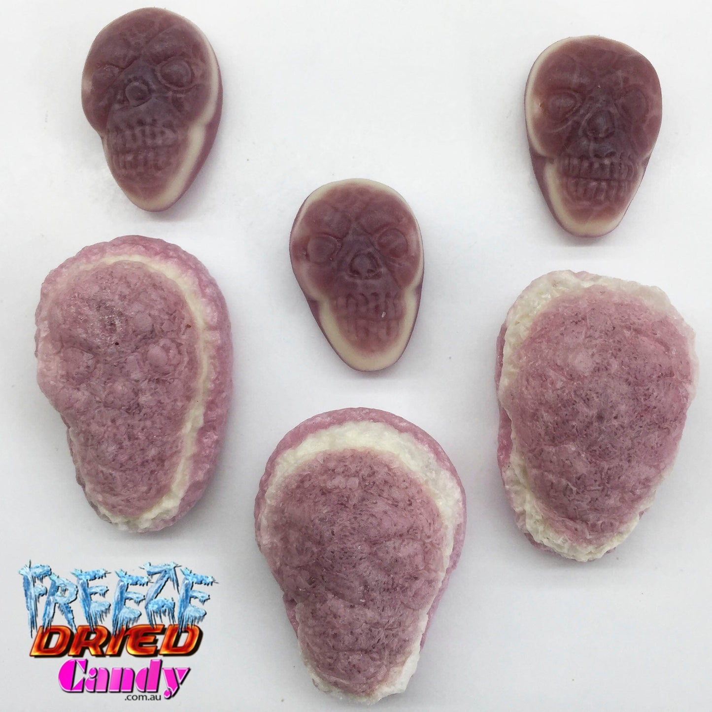Freeze Dried Skulls Jelly Filled - Grape - GF - Freeze Dried Candy Lollies