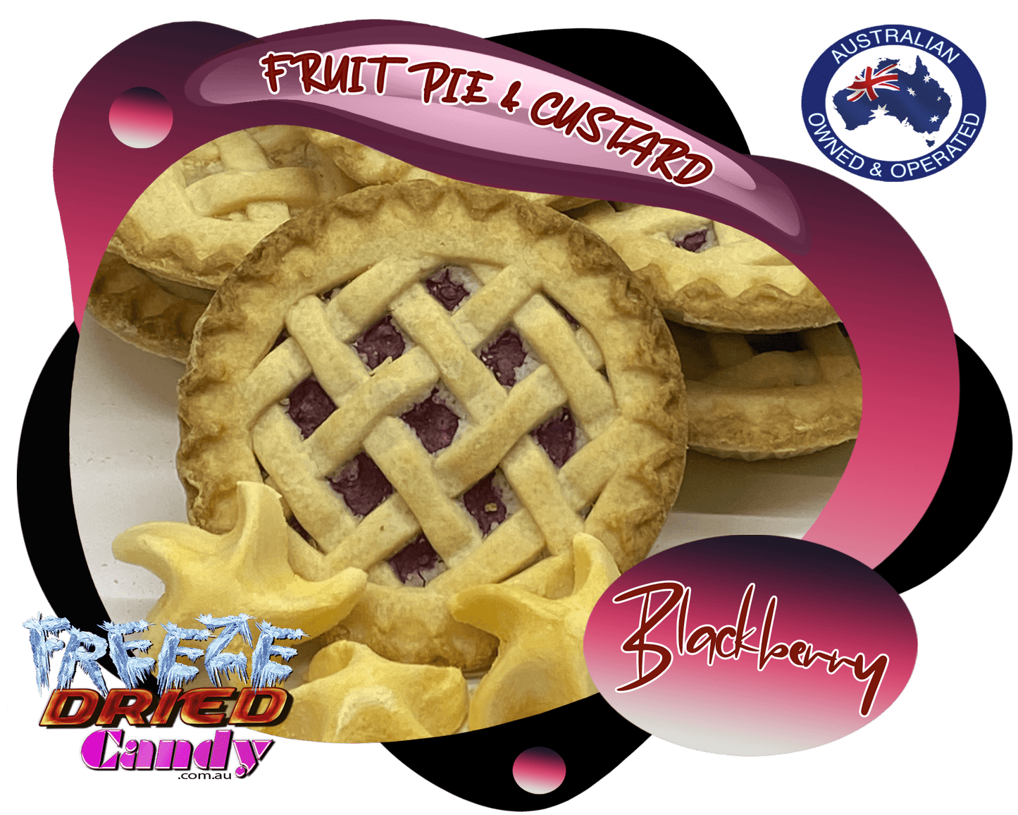 Freeze Dried Fruit Pie & Custard - Apple & Blackberry- Freeze Dried Candy Lollies & Desserts