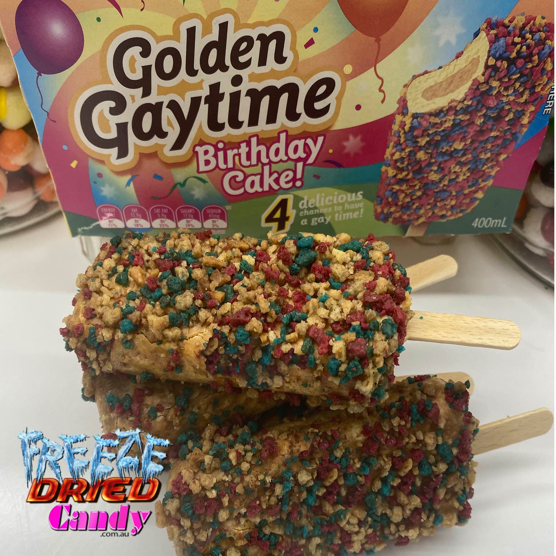 Freeze Dried Ice Cream - Golden Gaytime - Birthday Cake - Freeze Dried Candy Lollies 