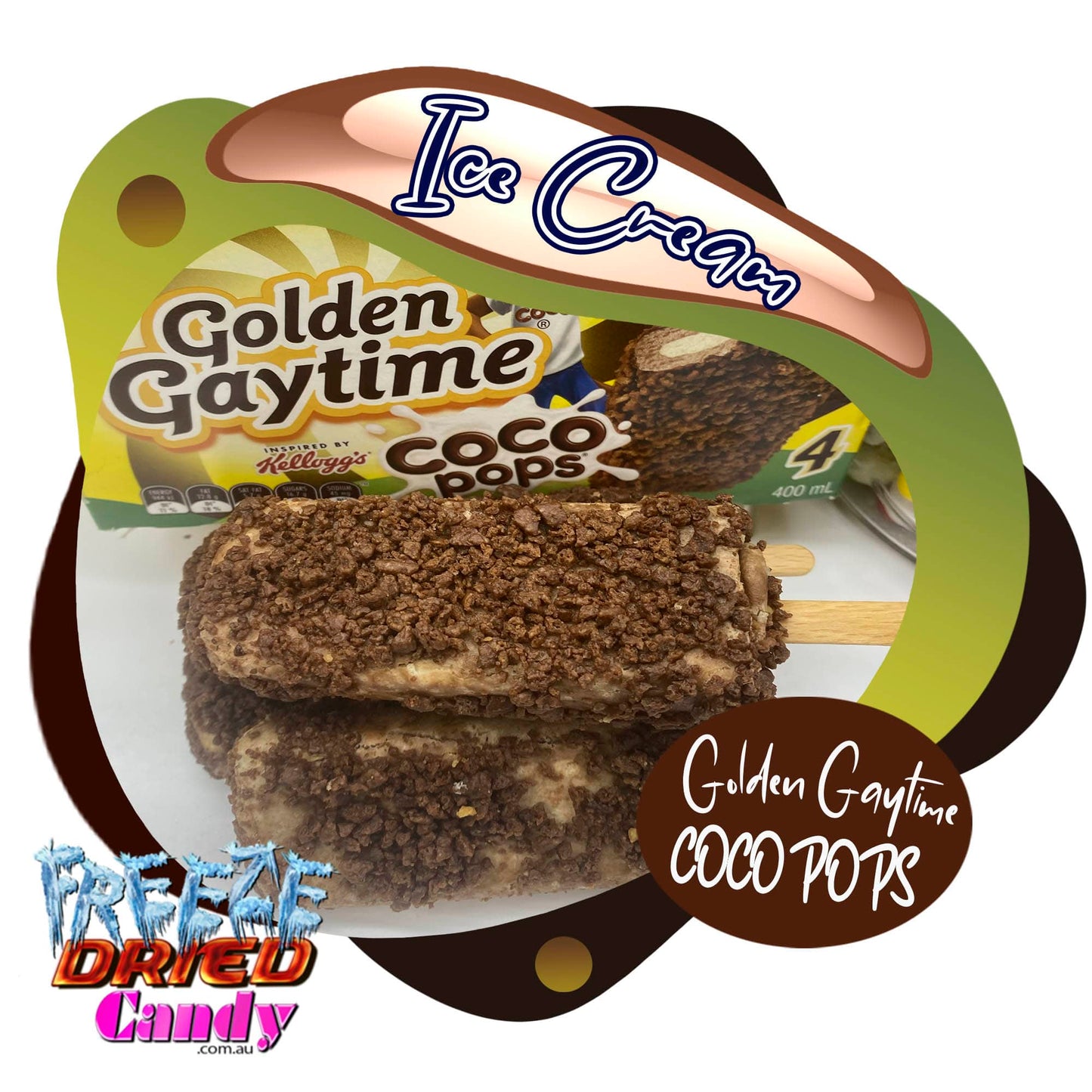 Freeze Dried Ice Cream - Golden Gaytime - Coco Pops - Freeze Dried Candy Lollies