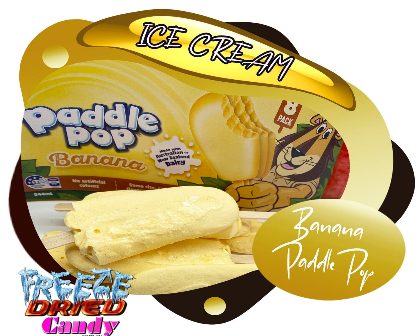 Freeze Dried Ice Cream- Paddle Pop Banana - Freeze Dried Candy Lollies