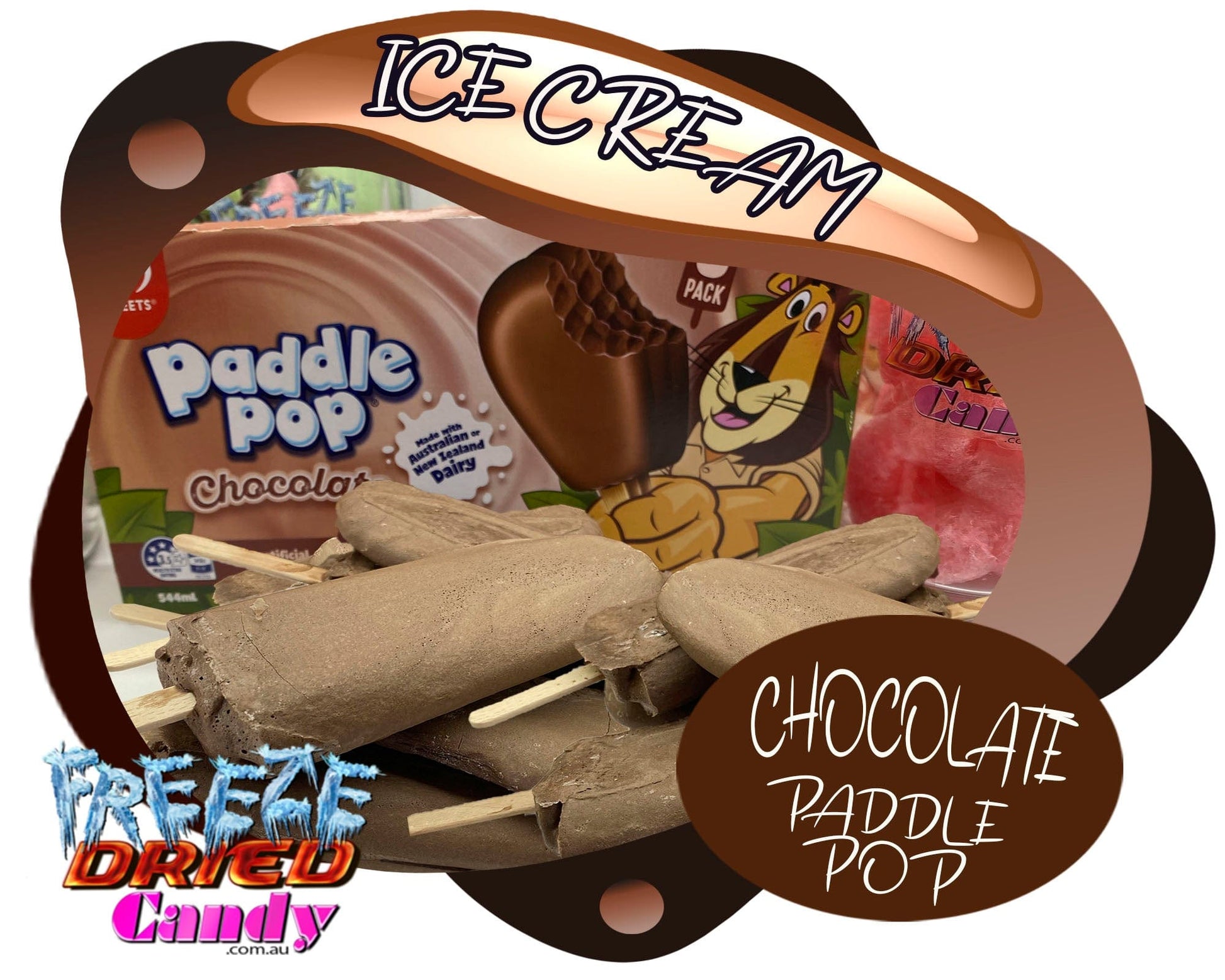 Freeze Dried Ice Cream - Paddle Pop - Chocolate- Freeze Dried Candy Lollies