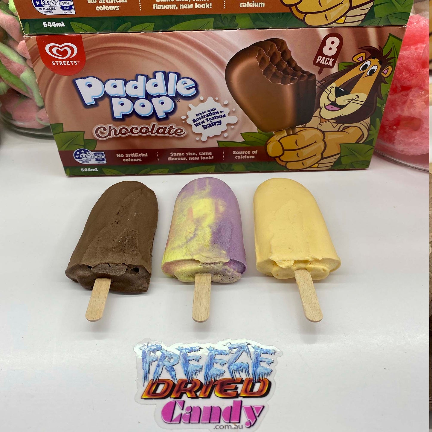  Freeze Dried  Ice Cream - Paddle Pops -   Love that paddle pops have been around for years. A great ice cream snack. The grand kids love them., and the not so little kids too! Freeze Dried  Ice Cream - Paddle Pop  is smooth and sweet and  delicious.  It's light, airy, crunchy and full of flavor.      
