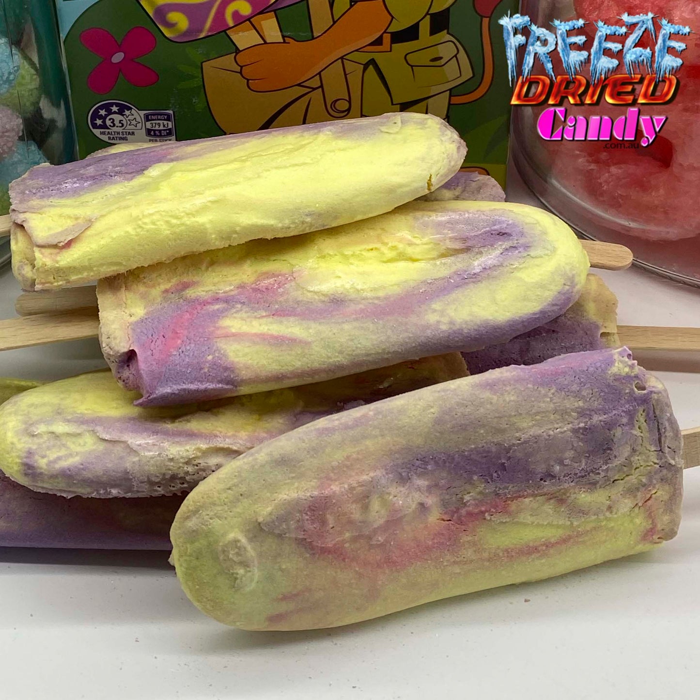 Freeze Dried Ice Cream - Paddle Pop - Rainbow - Freeze Dried Candy Lollies