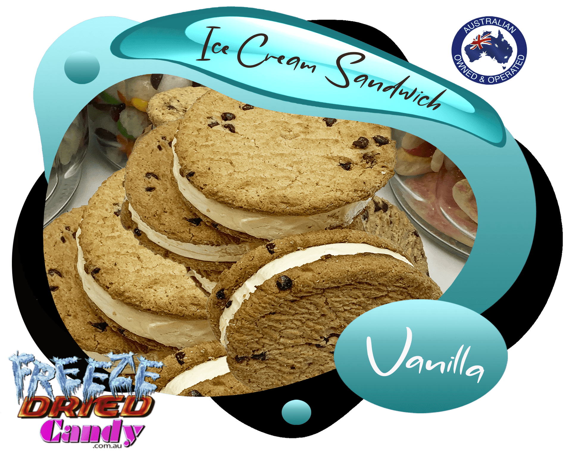 Freeze Dried Ice Cream Sandwich - Vanilla - Freeze Dried Candy Lollies