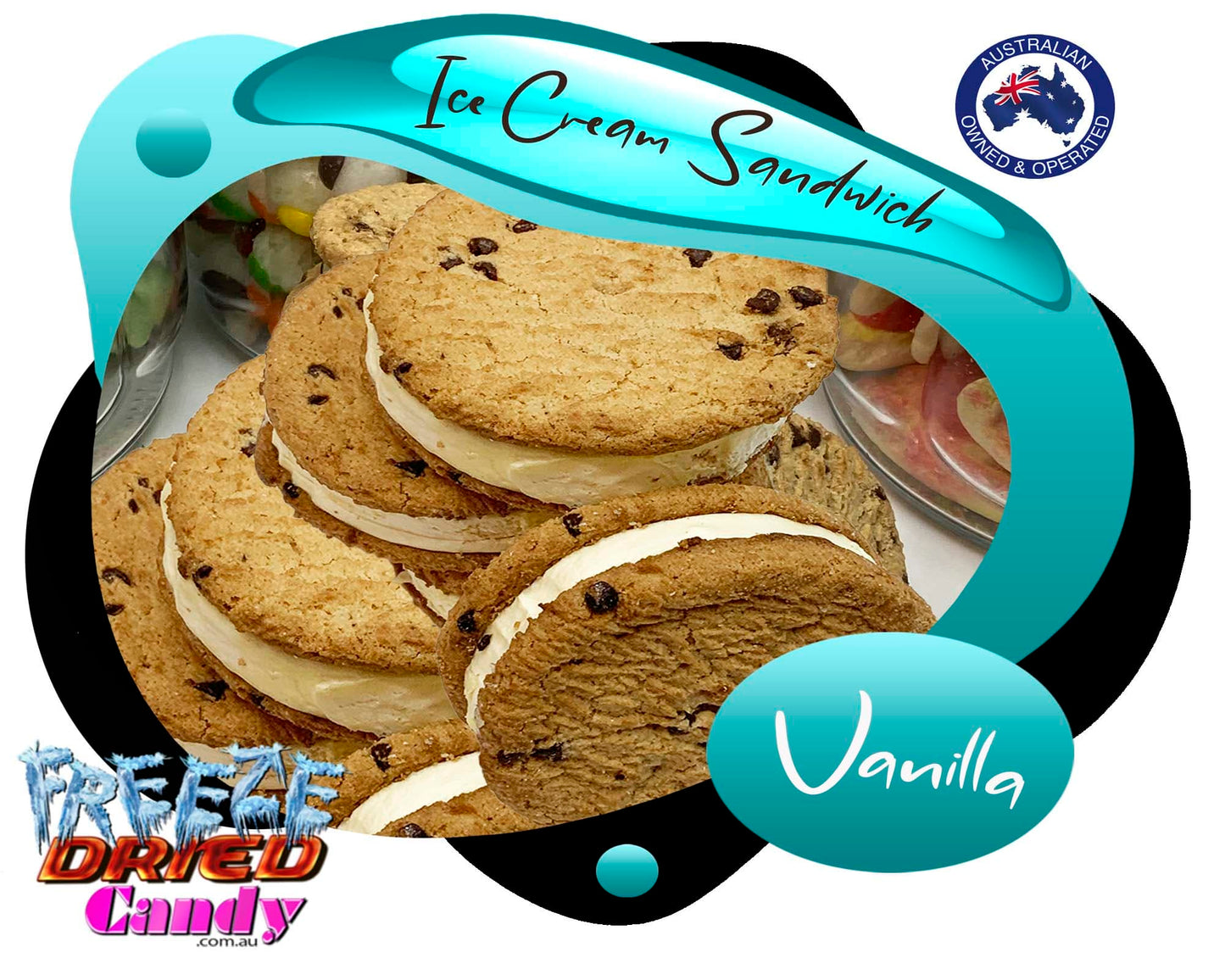 Freeze Dried Ice Cream Cookie Sandwich -  Vanilla - Freeze Dried Candy Lollies