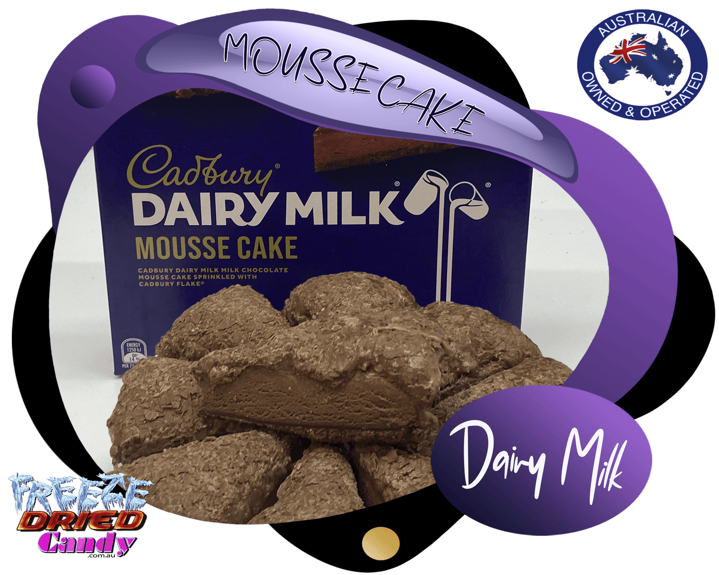 Freeze Dried Dairy Milk Mousse Cake - Cadbury - Freeze Dried Candy Lollies & Treats