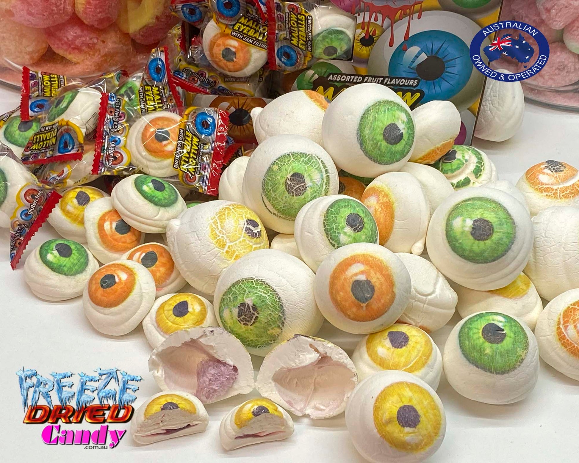 Freeze Dried Eyeballs - GF - Marshmallow with Jam Filling