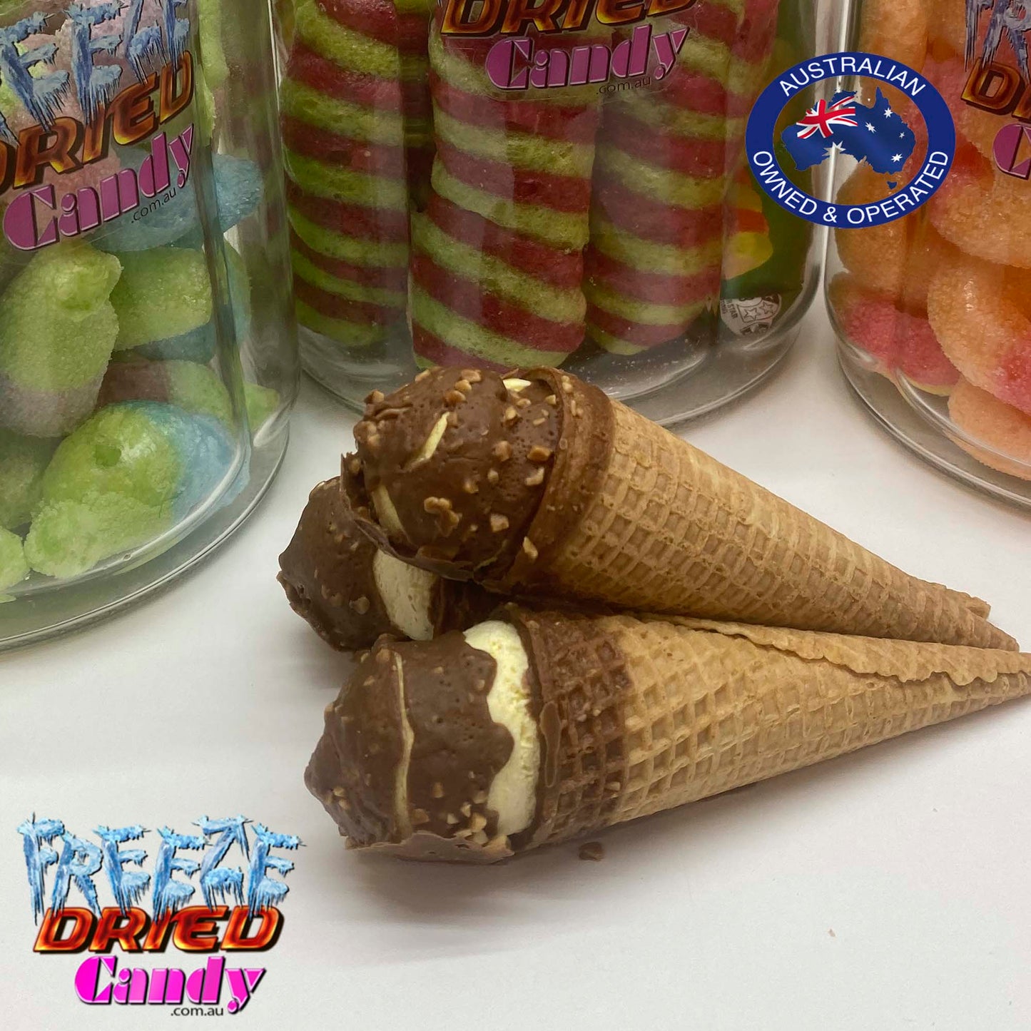 Freeze Dried Ice Cream - Cornetto Mini's Drumstick Mini's -  Freeze Dried Candy Lollies